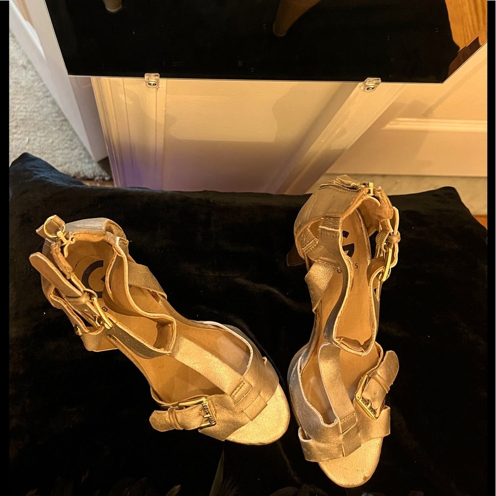 Soft metallic gold sandals, worn maybe twice